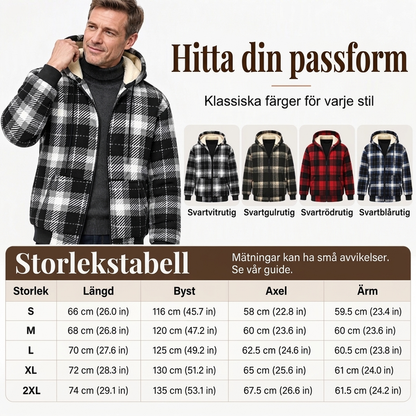 ⏰Nedräkningen har börjat! Erbjudandet slutar snart!⏰ Varm rutig vinterjacka för herrar med huva