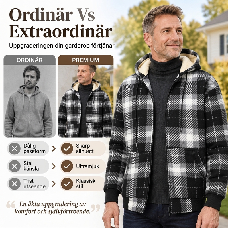 ⏰Nedräkningen har börjat! Erbjudandet slutar snart!⏰ Varm rutig vinterjacka för herrar med huva