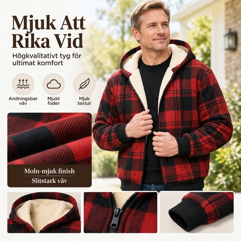⏰Nedräkningen har börjat! Erbjudandet slutar snart!⏰ Varm rutig vinterjacka för herrar med huva