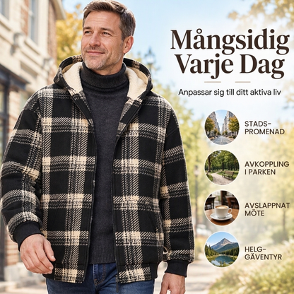 ⏰Nedräkningen har börjat! Erbjudandet slutar snart!⏰ Varm rutig vinterjacka för herrar med huva