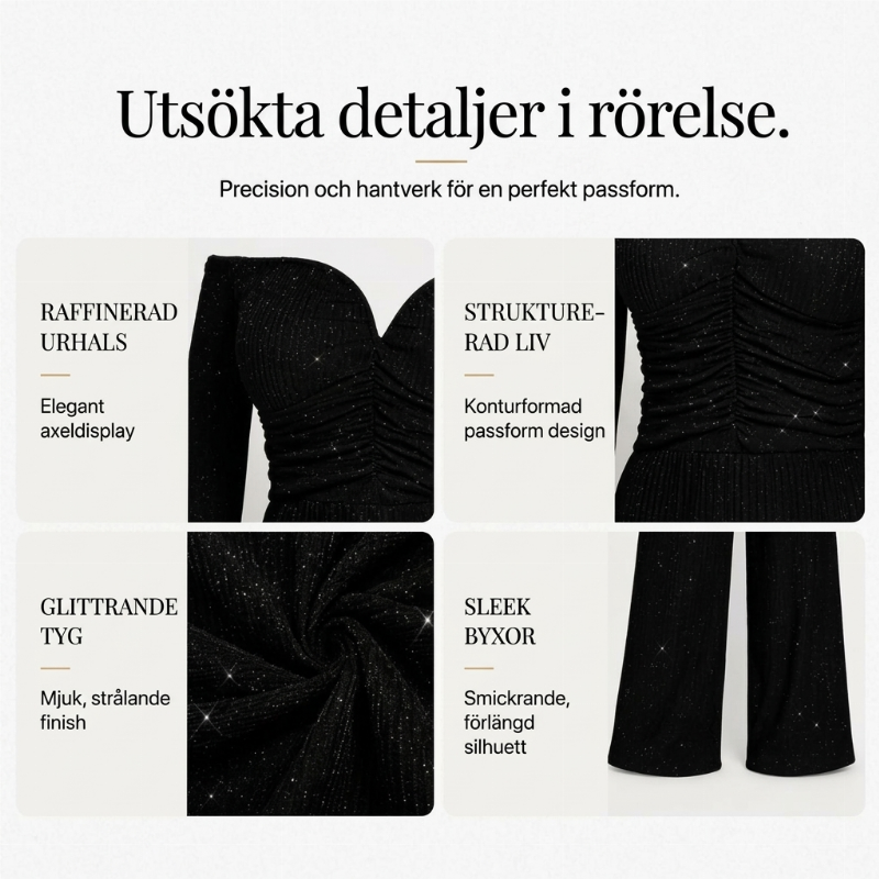 Elegant jumpsuit med paljetter och bar axel för damer