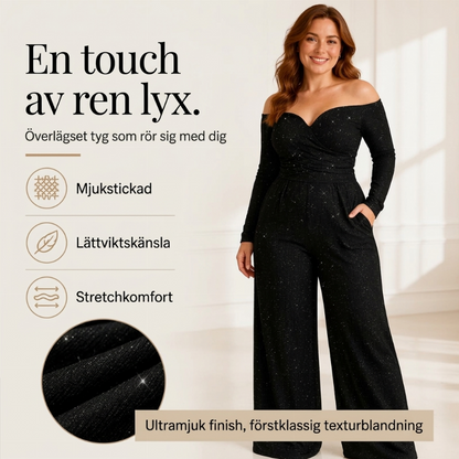 Elegant jumpsuit med paljetter och bar axel för damer