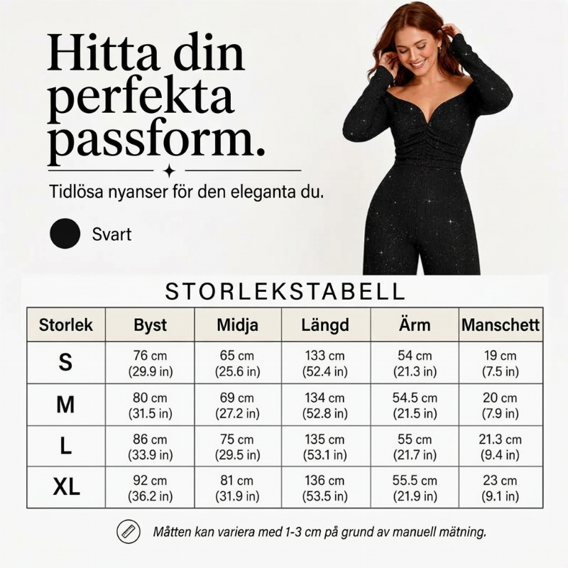 Elegant jumpsuit med paljetter och bar axel för damer