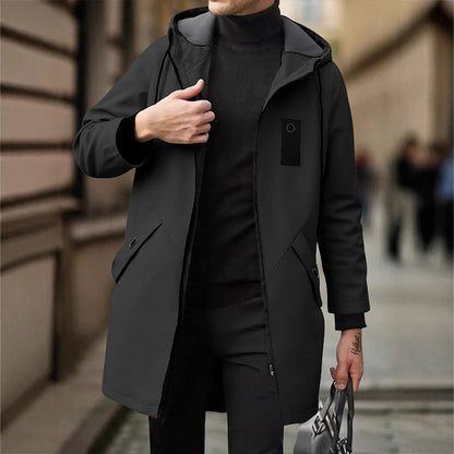 💥 SUPERERBJUDANDE 🧥 Vindjacka för män i trenchcoat-stil med huva ✨ Medellång, modern stil & bekväm för vardagsbruk