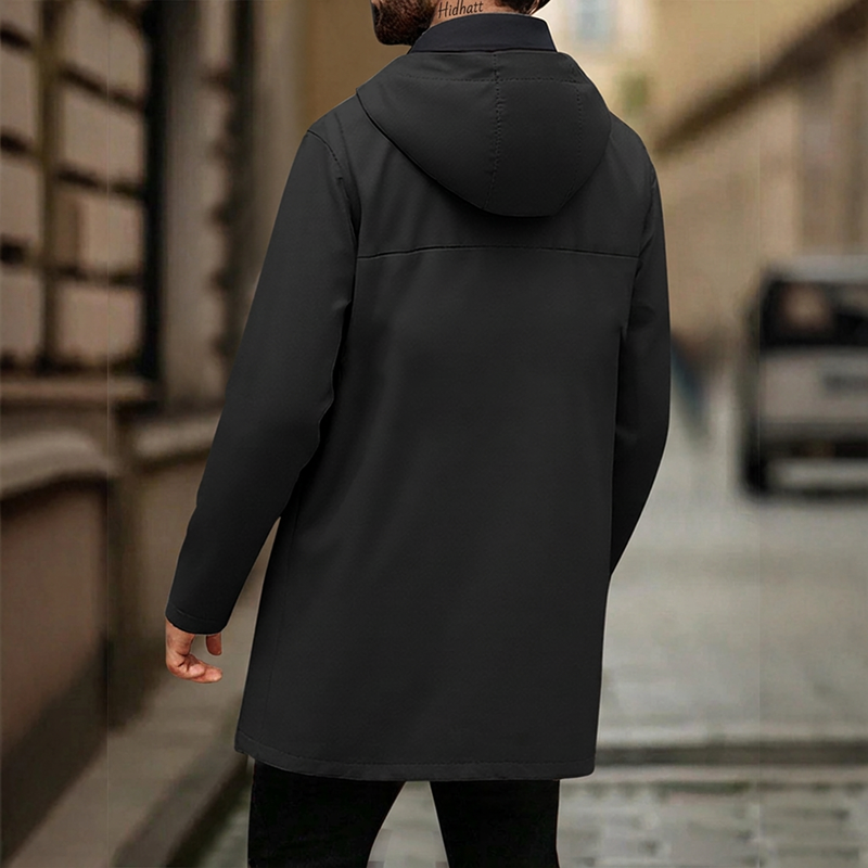 💥 SUPERERBJUDANDE 🧥 Vindjacka för män i trenchcoat-stil med huva ✨ Medellång, modern stil & bekväm för vardagsbruk