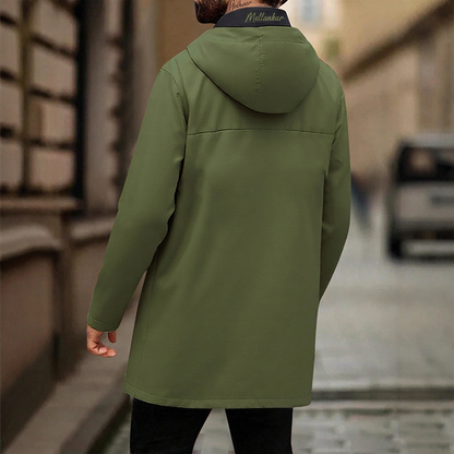 💥 SUPERERBJUDANDE 🧥 Vindjacka för män i trenchcoat-stil med huva ✨ Medellång, modern stil & bekväm för vardagsbruk