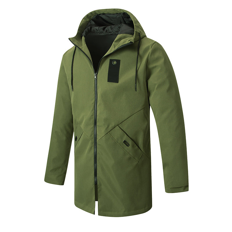 💥 SUPERERBJUDANDE 🧥 Vindjacka för män i trenchcoat-stil med huva ✨ Medellång, modern stil & bekväm för vardagsbruk