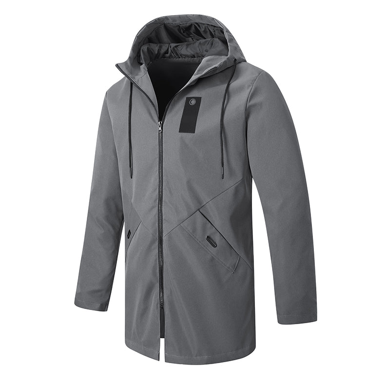 💥 SUPERERBJUDANDE 🧥 Vindjacka för män i trenchcoat-stil med huva ✨ Medellång, modern stil & bekväm för vardagsbruk