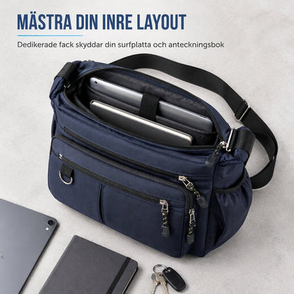 Stor crossbody-väska för män, hållbar axelväska med flera fickor för affärer och vardagligt bruk