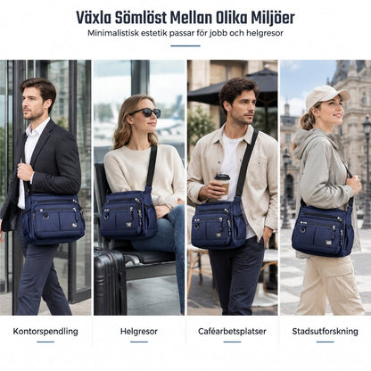 Stor crossbody-väska för män, hållbar axelväska med flera fickor för affärer och vardagligt bruk