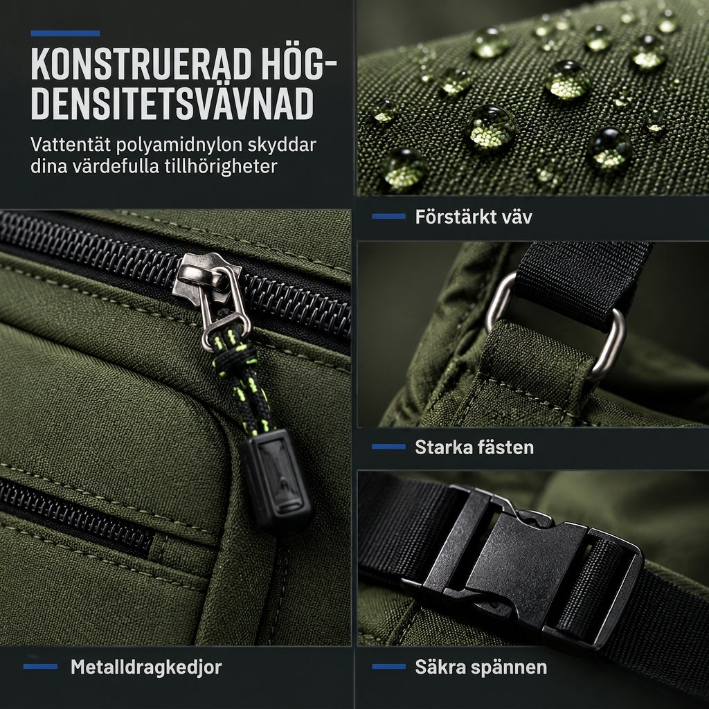 Stor crossbody-väska för män, hållbar axelväska med flera fickor för affärer och vardagligt bruk