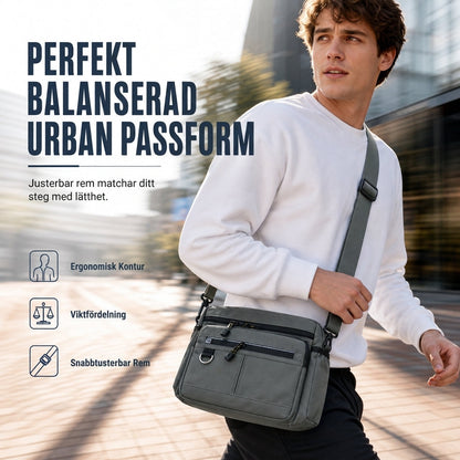 Stor crossbody-väska för män, hållbar axelväska med flera fickor för affärer och vardagligt bruk