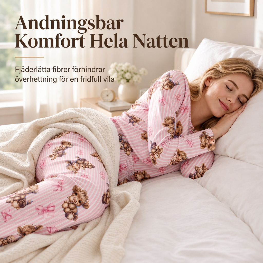Mjukt milk-silk pyjamas set för kvinnor, långärmad topp och långbyxor, avslappnad loungedräkt