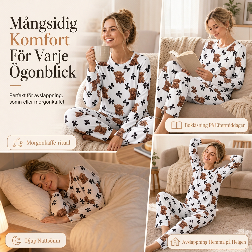 Mjukt milk-silk pyjamas set för kvinnor, långärmad topp och långbyxor, avslappnad loungedräkt
