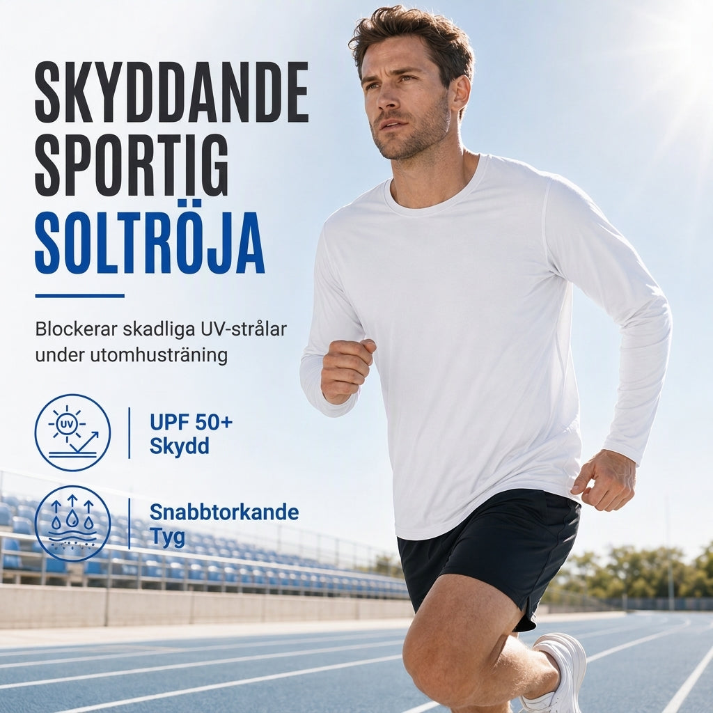 Snabbtorkande herrtröja med rund hals och långa ärmar
