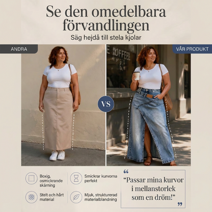 👗✨ Asymmetrisk lager denim maxikjol med slits