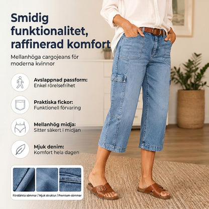 📢Mellanårsrea: 50 % rabatt – endast under en begränsad tid ⏰Korta, stretchiga jeansbyxor för dam i casual-stil