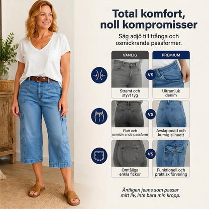 📢Mellanårsrea: 50 % rabatt – endast under en begränsad tid ⏰Korta, stretchiga jeansbyxor för dam i casual-stil