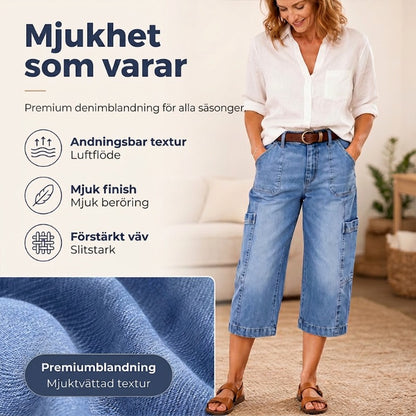 📢Mellanårsrea: 50 % rabatt – endast under en begränsad tid ⏰Korta, stretchiga jeansbyxor för dam i casual-stil
