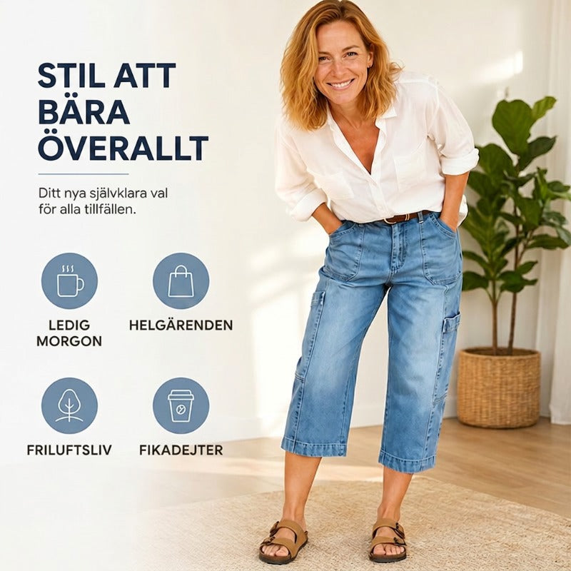 📢Mellanårsrea: 50 % rabatt – endast under en begränsad tid ⏰Korta, stretchiga jeansbyxor för dam i casual-stil