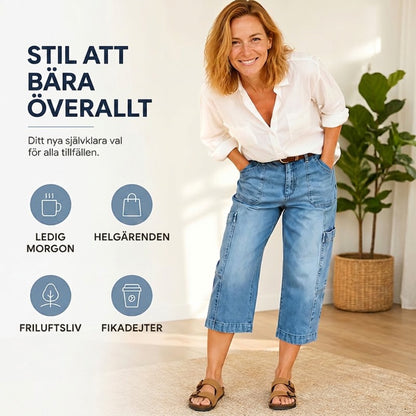📢Mellanårsrea: 50 % rabatt – endast under en begränsad tid ⏰Korta, stretchiga jeansbyxor för dam i casual-stil