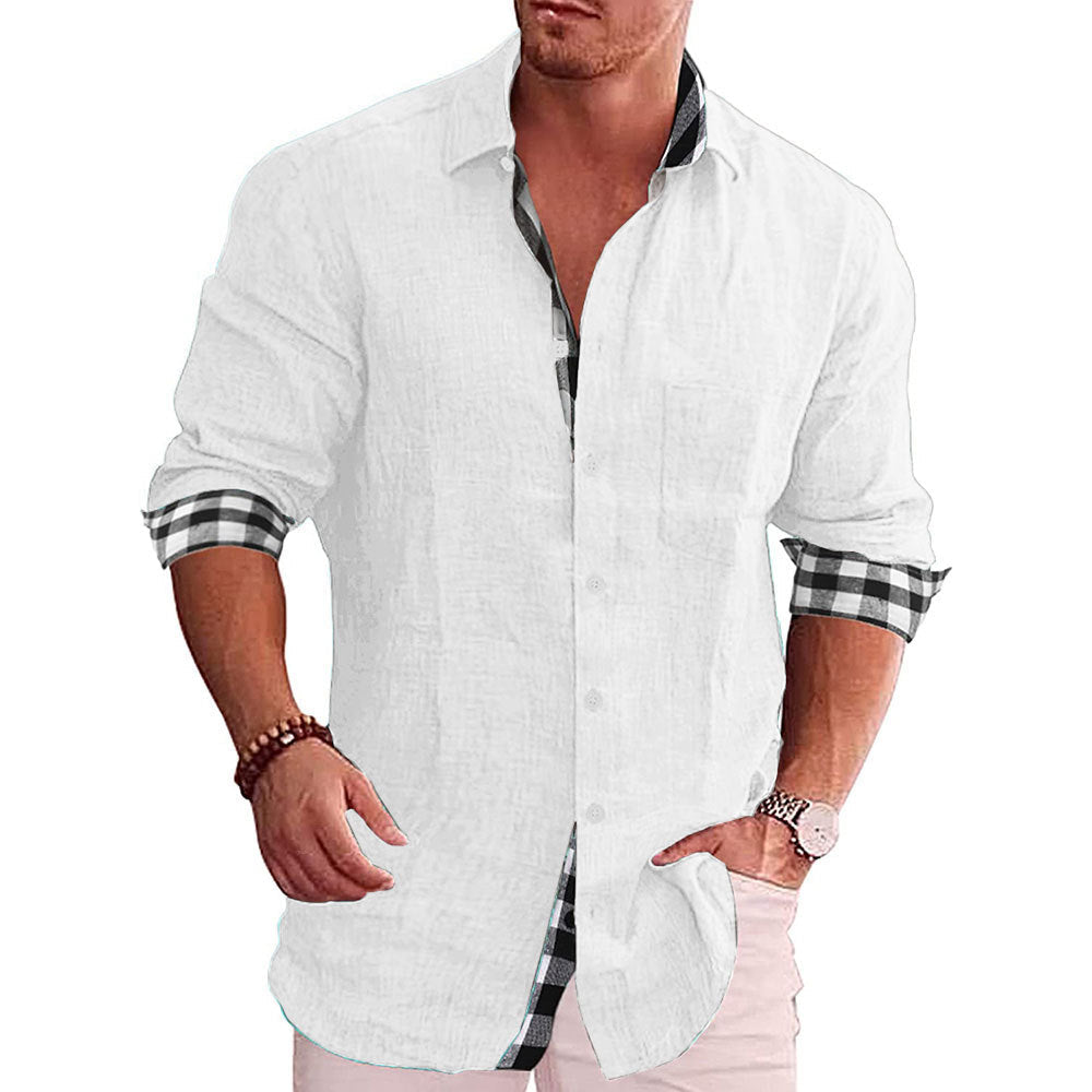 2024 Summer Gentleman Panelklädd Casual Knoppar Pocket Blus