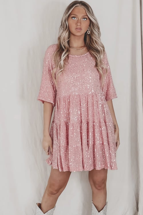 ✨Sequin Baby Doll Dress (Köp 2 Fri frakt)