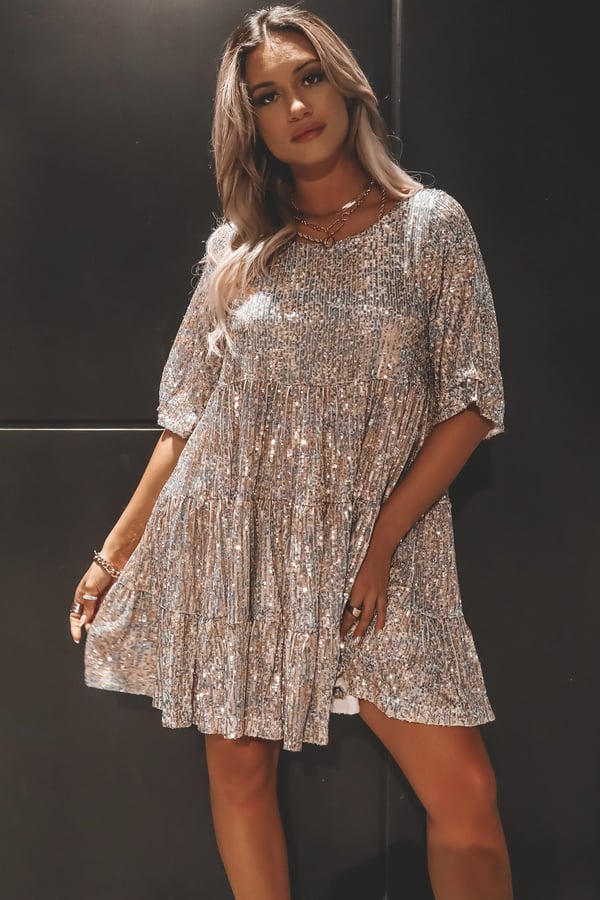 ✨Sequin Baby Doll Dress (Köp 2 Fri frakt)